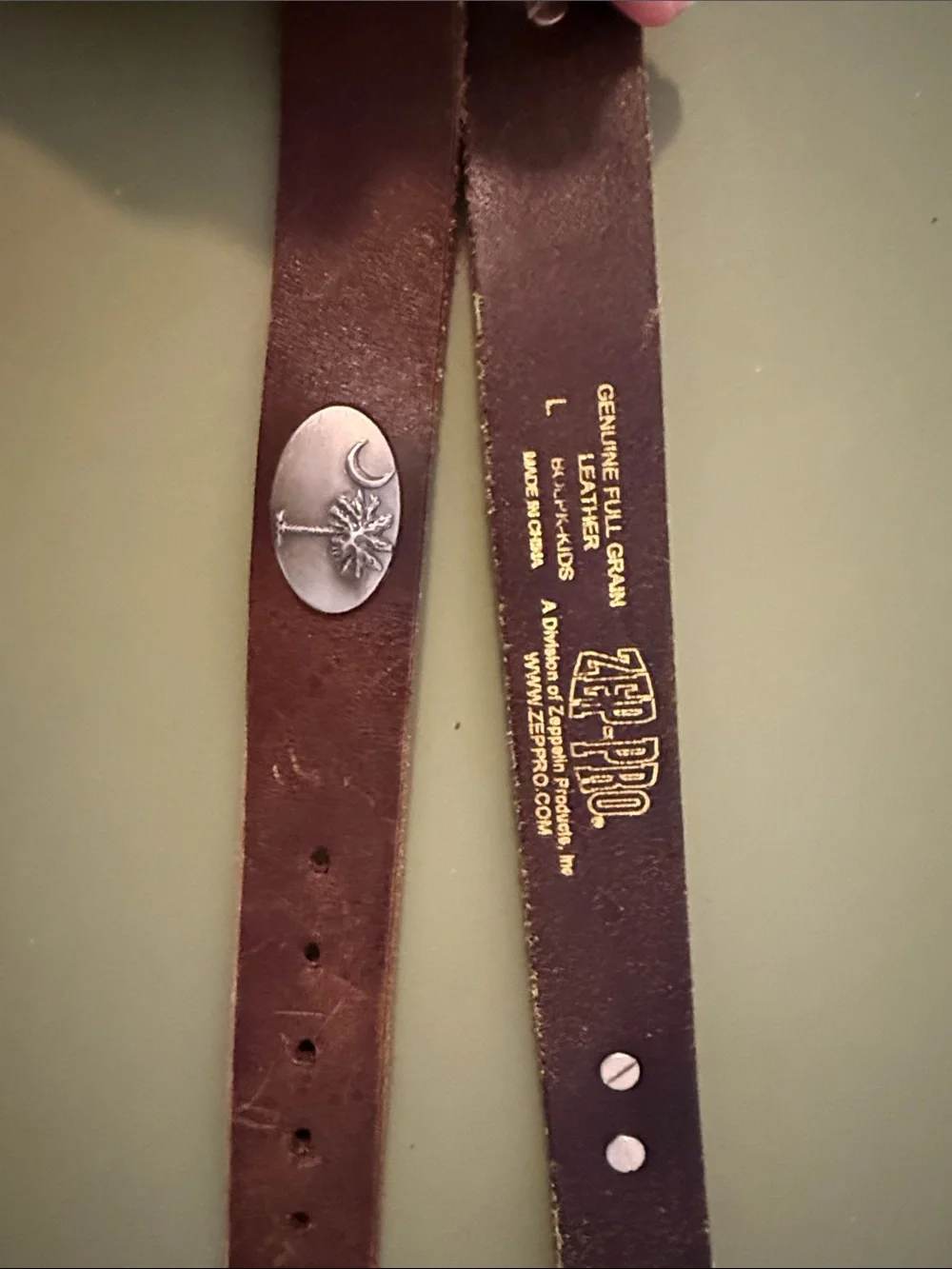 ZEP-PRO Genuine Full Grain Leather Brown Belt with Silver Concho